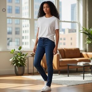 Rag & Bone Velour Skinny Legging Pants Dark Blue MidRise Faux Pockets Women’s 26